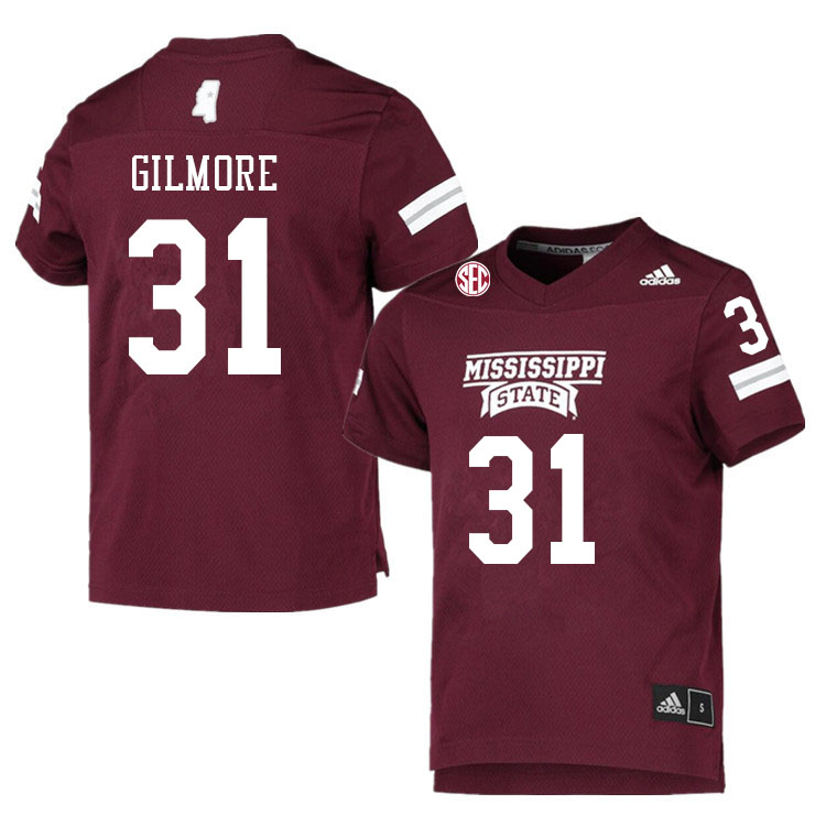 Men #31 Javae Gilmore Mississippi State Bulldogs College Football Jerseys Sale-Maroon - Click Image to Close